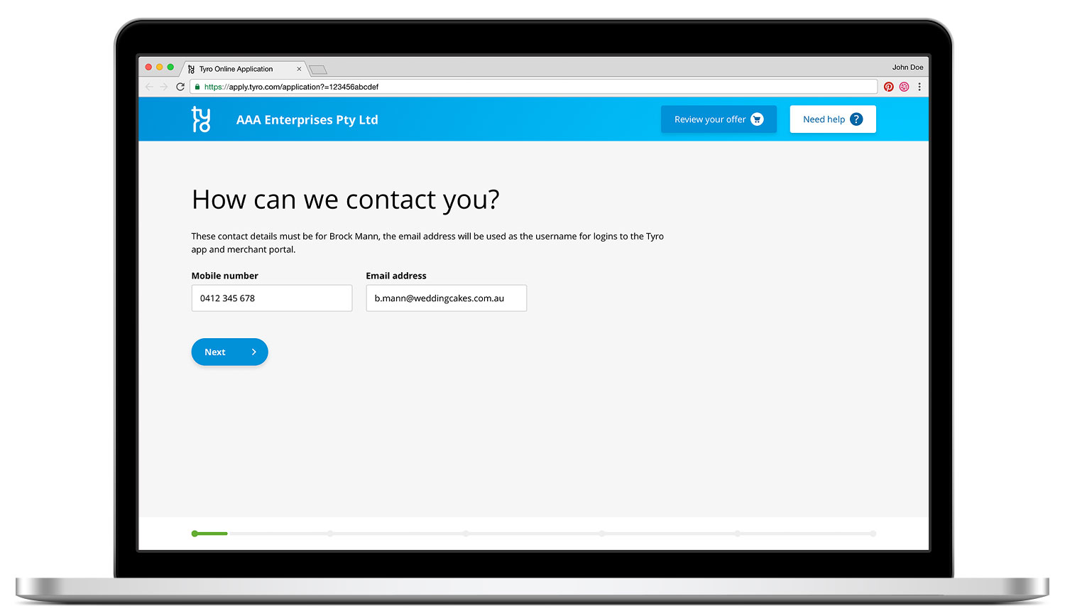 Tyro Online Application